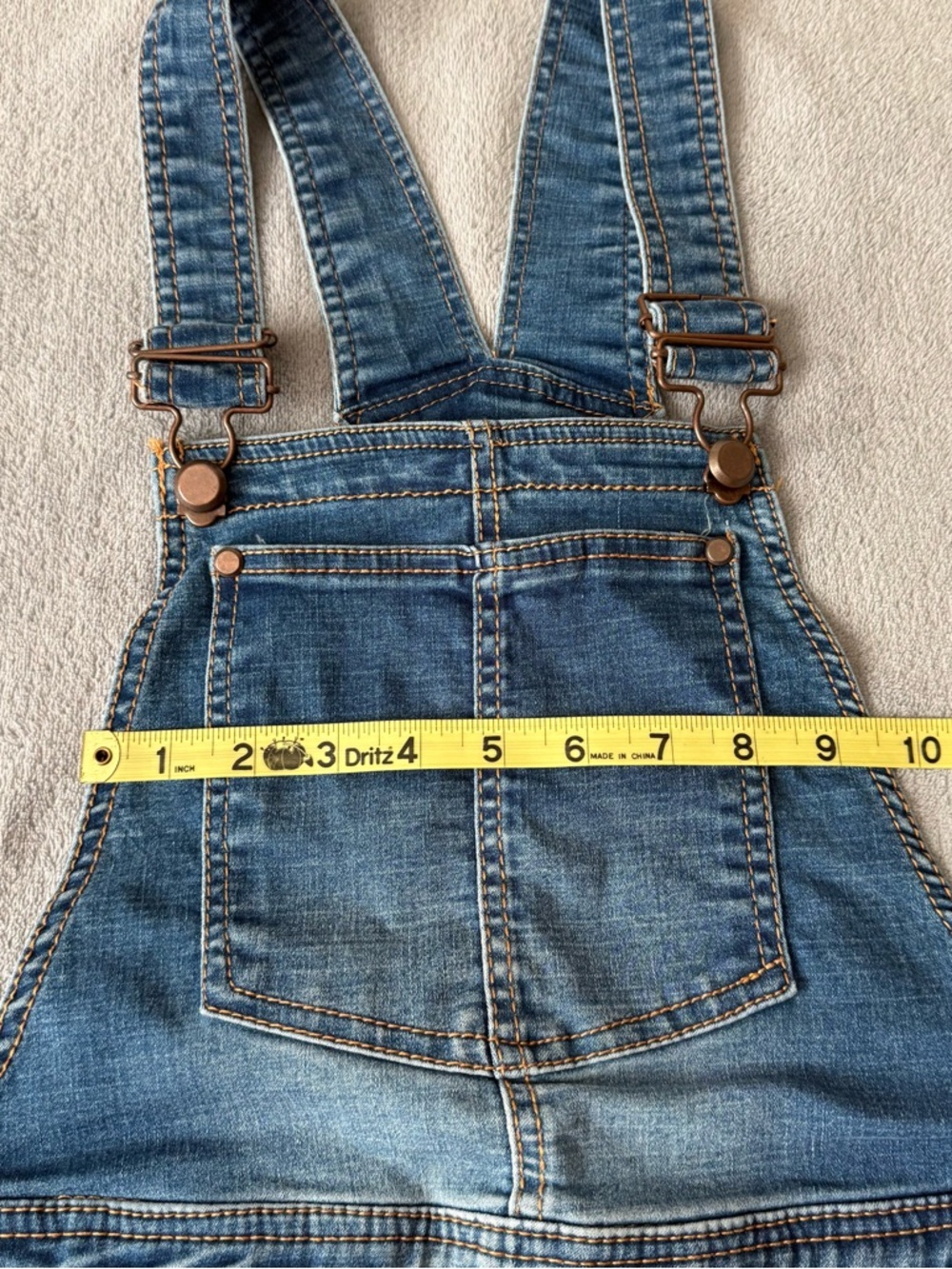 Love Trends Blue Denim Overall Jumper Dress Skirtall Size S Mini Jean Pinafore - Picture 11 of 14